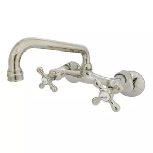 Kingston KS213PN Two-Handle 2-Hole Wall Mount Kitchen Faucet, Polished Nickel - - Picture 1 of 3