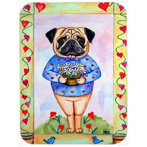 Carolines Treasures 7132LCB Pug Valentines Hearts Glass Cutting Board - Large... - Picture 1 of 1