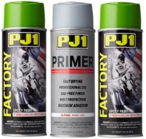PJ1 Kawasaki Green OEM Color Match Aerosol Paint 17-KGO & Primer 3-Can Kit - Picture 1 of 4