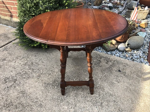 Vintage Pennsylvania House Drop Leaf End Table Solid Cherry Oval Cover