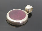 925 Sterling Silver - Vintage Purple Jasper Round Hinge Drop Pendant - PT6286