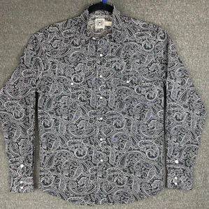 Cinch Shirt Youth Boy L 12 Black Purple Paisley Pearl Snap Long Sleeve Button Up - Picture 1 of 10