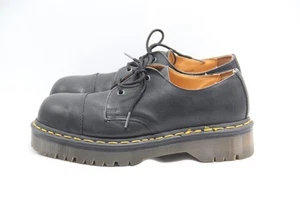 Dr Martens Oxford Platform Shoes Mens 7 Black Leather Steel Toe Lug England 9202 - Picture 1 of 7