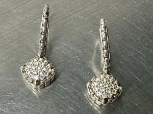 Authentic JAI John Hardy Square CZ Dangle Earrings 925 Sterling Silver Preowned - Picture 1 of 10