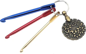 Mini Crochet Hook Keychain Set (3Mm, 4Mm, 5Mm) – Aluminum Hooks with Antique Gol - Picture 1 of 12