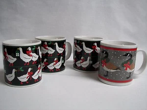 Vintage Goose Theme Mugs Set of 4 Includes 1 Nancy Dickson Design 1983 Japan - Picture 1 of 7