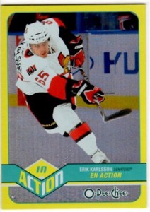 2011-12 ERIK KARLSSON    O-Pee-Chee  RAINBOW  In Action  #A20 Ottawa Senators