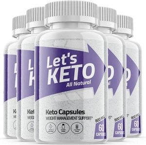 (5 Pack) Let's Keto Capsules - Support Weight Loss, Helps Fat Burn-300 Capsules - Picture 1 of 3