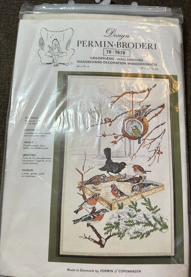 NUEVO Permin Danés Dinamarca Punto de Cruz Kit Aves Alimentador Ramas 17x27 Foto 1 de 4