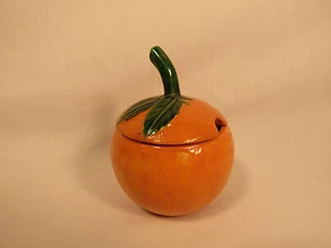Vintage Hand Crafted Ceramics Japan Serv Well Orange Sugar Bowl - Picture 1 of 7