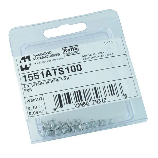 1551ATS100 Hammond 1551 Series PC Board Mounting Screws 100pk - Image 1 of 1