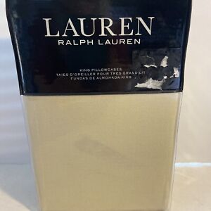 Ralph Lauren Lauren Flannel KING Pillowcases Tan NWT