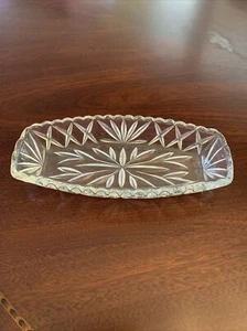HAZEL ATLAS 9.5" CLEAR GLASS OBLONG CELERY~RELISH~VINTAGE DISH OR TRAY EUC - Picture 1 of 4