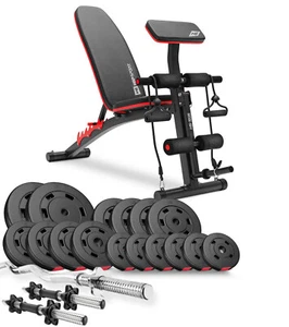  Hop-Sport Hantelbank HS-1035 mit 66kg Hantelset Kurzhanteln SZ-Stange Gewichte  - Bild 1 von 11