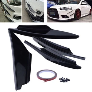 4 PIEZAS Parachoques Delantero Universal Coche SUV Aletas Lip Canards Divisor Borde Brillo Negro/ - Imagen 1 de 8
