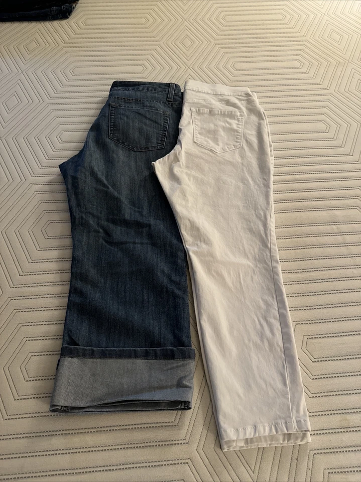 Usado en excelente estado ** 2 pares de pantalones capri para mujer ** Talla 10 Foto 1 de 4