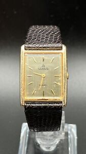 Lorus gold tank-style mens watch with lizard skin strap   Y130-5070