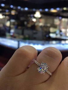 2.25 Ct Lab Created Oval Diamond Wedding Ring Rose Silver Best Collection jewel - Picture 1 of 6