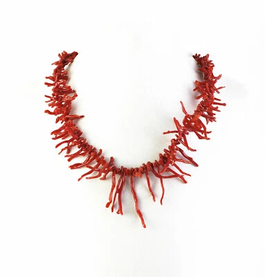 Collana artigianale in argento 925 e rami di corallo rosso - Immagine 1 di 3