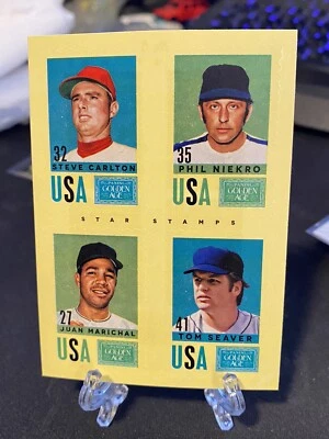 Estampillas de estrellas de la Edad de Oro Panini 2014 #6 Carlton, Niekro, Marichal, Seaver Foto 1 de 3