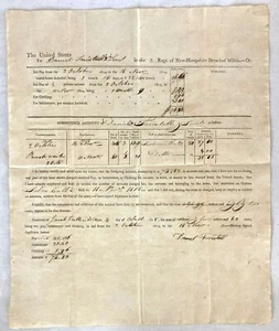 Krieg von 1812 Pay Voucher aus USA an Daniel Foristall, Lt. 2nd Reg. New Hampshire - Bild 1 von 5