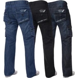Kruze Hommes Combat Jean Cargo Pantalon Résistant Travail Tailles UK - Picture 1 of 20
