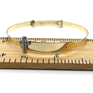 Personalised Christening ID Baby Bangle Cross Symbol Diamond Cut Band ENGRAVABLE - Picture 1 of 18