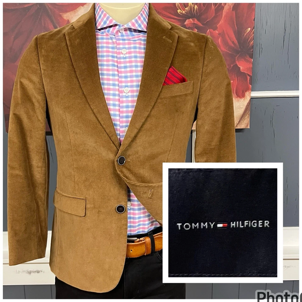 Tommy Hilfiger Blazer Pana Abrigo Deportivo Hombre 36S Corto Algodón Elastizado Marrón Foto 1 de 4