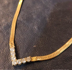 collana girocollo dorata  vintage americana con cristalli - vtg necklace - Imagen 1 de 9