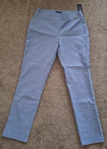 Tuta pantaloni pull-on Tommy Hilfiger blu a quadri nuova con etichette $89 separata donna taglia 12 - Foto 1 di 9