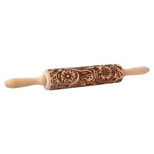 Wooden Christmas Rolling Pin Cookie Embossed Embossing Pins for Baking - Picture 1 of 12