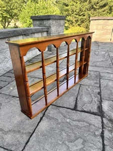 VTG Wood Tea Cup & Saucer Curio Wall Mount Display Shelf W36”xH 19 "xD5.25" - Picture 1 of 8