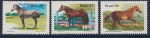 Brazil 1985 - Nature Animals Pure Bred Horses Fauna - Sc 1976/8 MNH - Picture 1 of 2