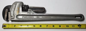 RIDGID TOOLS MODEL 814 14" ALUMINUM STRAIGHT PIPE WRENCH W/ SERRATED JAWS - Picture 1 of 4