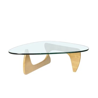 19mm Noguchi Triangle Glass Top Coffee table with Solid Hardwood Base Natural - Image 1 of 4