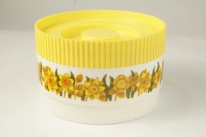 Vintage 70s Alladinware Stackable Canister Yellow Sunflower Medium Size - Picture 1 of 4