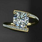 4.00 CT Round Cut D Color 14k Yellow Gold Plated GRA Certified Moissanite  Ring