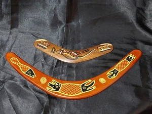 GOONDOOLOO BUMERANG AUSTRALIAN BRIGGALOW TIMBER HAND PAINTED WOOD ART 10” & 20” - Bild 1 von 15