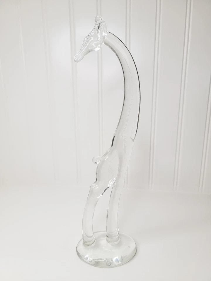 Estatuilla De Colección Heisey Cristal Transparente Cuello de Jirafa Girada 10-1/2" Alto EE. UU. Foto 1 de 4