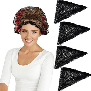 4 Pack Triangle Hair Net for Rollers, Women Sleeping Crochet Hair Net - Picture 1 of 6