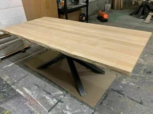 Solid Oak Dining Table Made To Order Industrial Loft Style Raw Oak - Picture 1 of 7