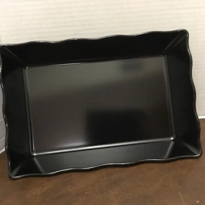 GET Enterprises ML-88-BK Milano Black Tray 13.5” x 9-1/4” Rectangular Scalloped - Picture 1 of 4