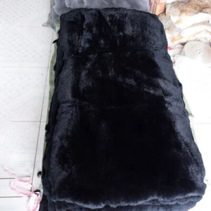 100% Genuine Rex Rabbit Fur Blanket Sofa Mats Luxury Soft Throw Black 50cmx250cm - Picture 1 of 9