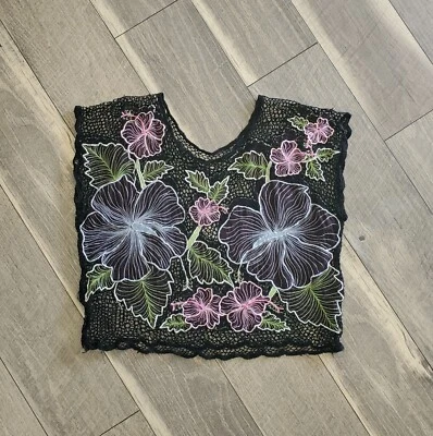 Cubierta de playa vintage Dakine Hawaii hecha a mano floral crochet tejido abierto RARA Foto 1 de 4