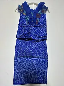 Abito tradizionale Khmer vestiti cambogiani 2 pezzi camicia e gonna ragazze bambini - Foto 1 di 3