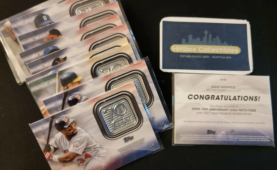 2021 Topps Update 70th Anniversary Logo Patch Relic PYC Acuna Berra Puckett T70P - Image 1 of 1