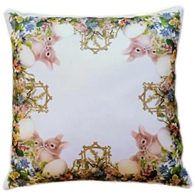 Kissenbezug 40x40 Kissenhülle Kissen OSTERN Dekokissen Nostalgie Osterhasen Weiß - Bild 1 von 2