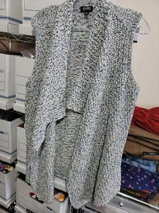 Jones New York Women's Open Front Long Cardigan Vest SzL Knitted Blue Grey - Picture 1 of 4