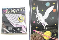 Vintage NOS Pegacorn Outer Space 3’x5’ 3D Blacklight Tapestry 2001 w 3D Glasses