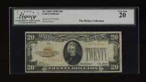 DBR 1928 $20 Gold Certificate Fr. 2402 Legacy VF-20 Serial A07776628A - Picture 1 of 2